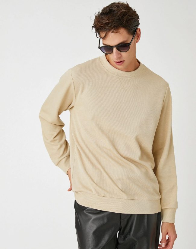 Basic Melange Sweater Knitwear Crew Neck Long Sleeve - Image 2